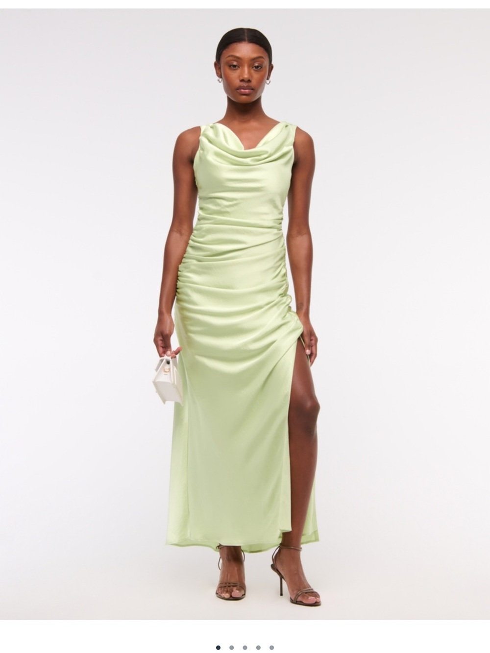 Abercrombie & Fitch Cowl Neck Draped Maxi Dress ruched mint green Medium  NWT